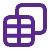 Icon showing two overlapping purple boxes, the front box with a two by three table-like grid.